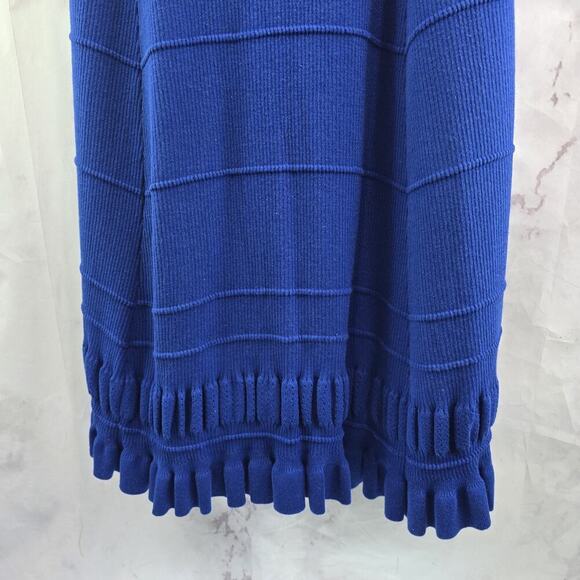 Maeve Dress Womens Large P Royal Blue Knit Ruffle Promenade Crochet - Picture 8 of 10